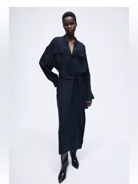 29). H&M black modal blend utility maxi dress in size medium